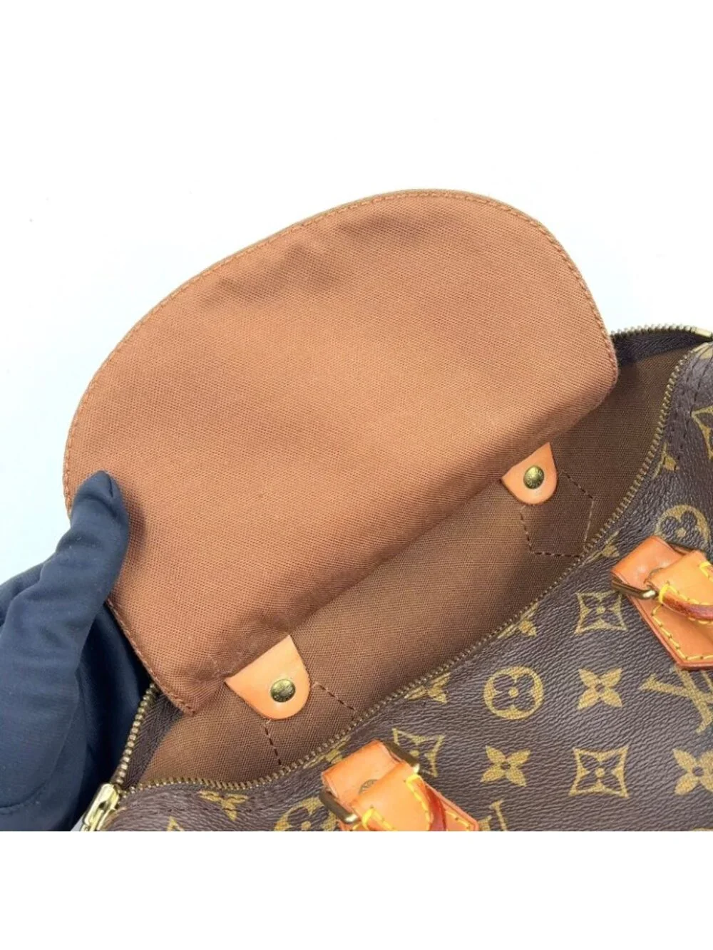 Louis Vuitton Speedy 30 Monogram Leather Brown Handbag Gold